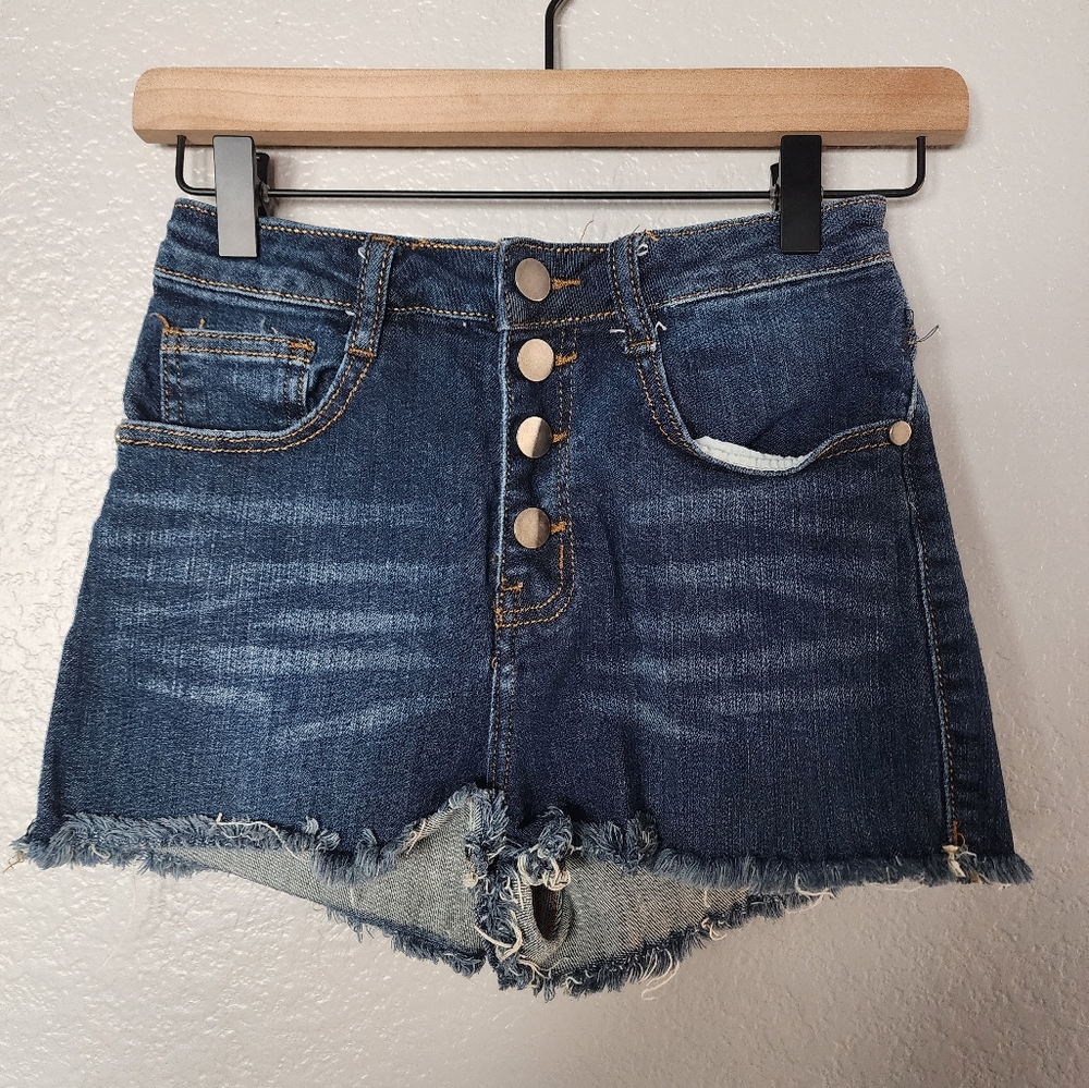 Francesca's Harper High Waisted Jean Shorts - Picture 2 of 9